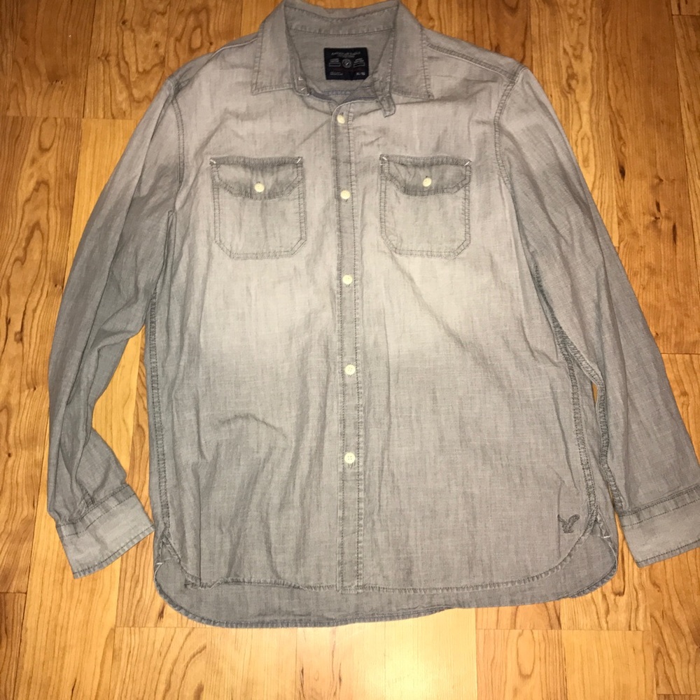 AE American Eagle Gray Button Down Shirt XL